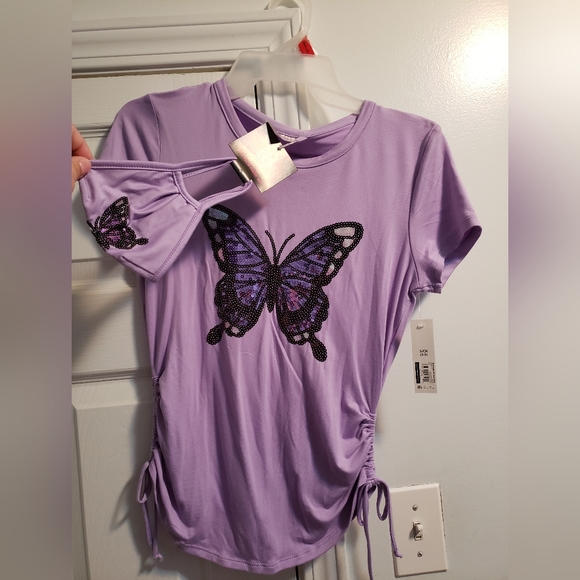 No Boundaries Juniors' Ruched Side T-Shirt with Face Mask - Picture 5 of 8